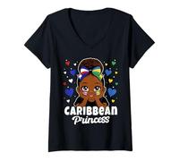 Women's Caribbean Princess Girl Cuba and Vincent Flag Heritage V-Neck T-Shirt