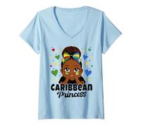 Women's Caribbean Princess Girl Guyana and Vincent Flag Heritage V-Neck T-Shirt