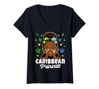 Women's Caribbean Princess Girl Jamaica and Vincent Flag Heritage V-Neck T-Shirt