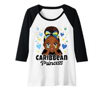 Womens Caribbean Princess Girl St Lucia and Vincent Flag Heritage Raglan Baseball Tee