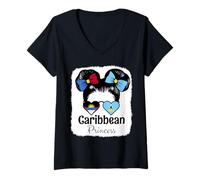 Womens Caribbean Princess Roots Antigua and St Lucia Mix Heritage V-Neck T-Shirt