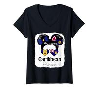 Womens Caribbean Princess Roots Barbados Turks Caicos Mix Heritage V-Neck T-Shirt