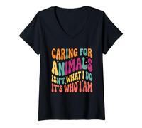 Women's Caring for Animals Isnt What I Do Its Who I Am V-Neck T-Shirt