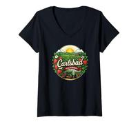 Women's Carlsbad California Strawberry Farm Vintage Graphic Design V-Neck T-Shirt