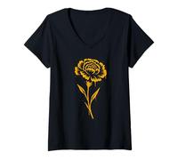 Womens Carnation Flower Graffiti Style Floral Street Art V-Neck T-Shirt