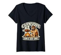 Women's Carnivore Since Day One Meat Eater Caveman Nutrition Diet V-Neck T-Shirt