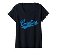 Women's Carolina North South Varsity Script Sports Jersey Style V-Neck T-Shirt