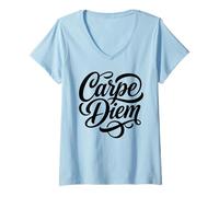 Women's Carpe Diem Seize The Day Latin Language V-Neck T-Shirt