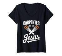 Womens Carpenter Just Like Jesus Retro Style V-Neck T-Shirt