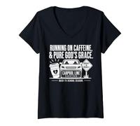 Women's Carpool Line Survivor Christian Back to School Mom V-Neck T-Shirt