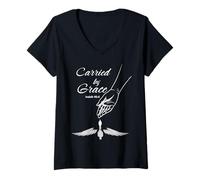 Womens Carried by Grace Isaiah 46:4 V-Neck T-Shirt