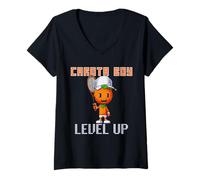 Women's Carrot Boy Level Up Jannik Like an 80s Video Game V-Neck T-Shirt