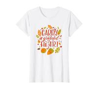 Womens Carry A Grateful Heart Positive Vibes Mood Saying Quote Leaf T-Shirt