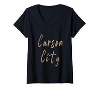 Womens Carson City Nevada Vintage Elegant Design V-Neck T-Shirt