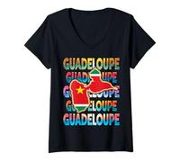 Womens Carte de la Guadeloupe - Belle idee Cadeau 971 gwada V-Neck T-Shirt