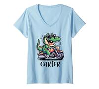 Women's Carter Funny Alligator Design for Boys Name Carter V-Neck T-Shirt