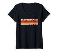 Women's Cartographer Retro Sunrise V-Neck T-Shirt