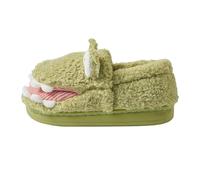 Women's Cartoon Crocodile Slippers, Plush Slippers, Women's Non-Slip Slippers, Fluffy Closed Flip Flops, Cute Winter Shoes, Indoor Pair Slip-On Shoes, Soft, Comfortable Inner Shoes, Green, 4 UK