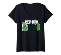 Womens Cartoon Cucumber I'm in A Pickle What's The Dill V-Neck T-Shirt