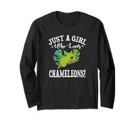 Womens Cartoon Kawaii Just Girl Who Loves Chameleons Lover Long Sleeve T-Shirt