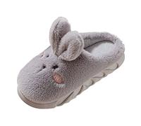 Womens Cartoon Rabbit Ears Slippers, Womens Covered Toes Rabbit Slippers, Solid Color Lightweight Home Shoes Thick Soles Slip Resistance Indoor Shoes Comfy And Breathable Cotton Sliders
