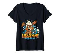 Womens Cartoon Rabbit with Word Game INSAHNE Crazy Design V-Neck T-Shirt