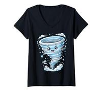 Women's Cartoon Tornado Weather V-Neck T-Shirt