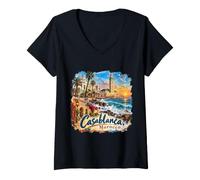 Women's Casablanca Morocco, Travel, African, Beaches, V-Neck T-Shirt