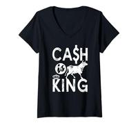 Womens Cash Is King Bold Growth Market Investor Mindset V-Neck T-Shirt