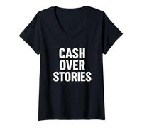 Women's Cash Over Stories Bold Statement V-Neck T-Shirt