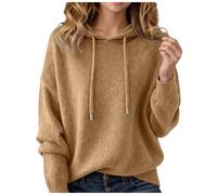 Women's Cashmere Blend Hooded Jumper UK, Merino Wool Loose Fit Thermal Pullover, Lightweight Long Sleeve Knit for Festive Winter & Casual Daily Outings