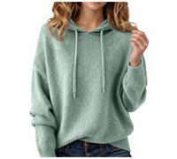 Women's Cashmere Blend Hooded Jumper UK, Merino Wool Loose Fit Thermal Pullover, Lightweight Long Sleeve Knit for Festive Winter & Casual Daily Outings