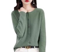 Women's Cashmere Cardigan Sweater,100% Cashmere Button Front Long Sleeve Cardigan-Hand Wash Only (Light Green,XL)