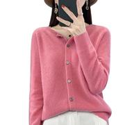 Women's Cashmere Cardigan Sweater,100% Cashmere Button Front Long Sleeve Cardigan-Hand Wash Only (Pink,XL)