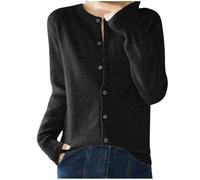 Women's Cashmere Cardigans Round Neck Sweater Lightweight Long Sleeve Knitted Cardigan Solid Color Button Down Jumper Spring Autumn Sweater Ladies Outwear Knitwear Summer Outfits