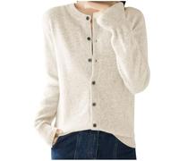 Women's Cashmere Cardigans Round Neck Sweater Lightweight Long Sleeve Knitted Cardigan Solid Color Button Down Jumper Spring Autumn Sweater Ladies Outwear Knitwear Summer Outfits