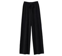 Women's Cashmere Pants Knitted Loose Wool Wide Leg Pants Winter Solid Casual Knitted Trousers(M)