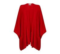 Womens Cashmere Poncho Cape with Pockets, Red