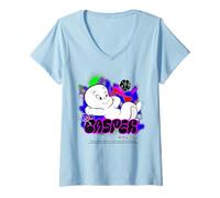 Womens Casper Movie Vibrant Neon Style V-Neck T-Shirt