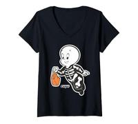 Women's Casper Skeleton Costume Halloween V-Neck T-Shirt
