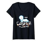 Women's Casper Springtime Friendly Ghost Glow V-Neck T-Shirt