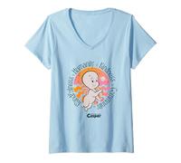 Womens Casper The Friendly Ghost Humanity & Kindness V-Neck T-Shirt