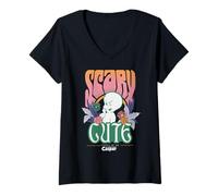Womens Casper The Friendly Ghost Scary Cute V-Neck T-Shirt
