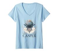 Womens Casper The Friendly Ghost Twin Ghosts & Haunted Manor V-Neck T-Shirt
