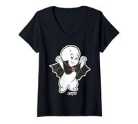 Women's Casper The Friendly Ghost Vampire Halloween V-Neck T-Shirt