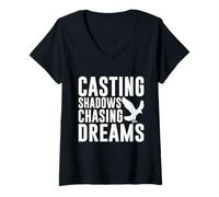 Womens Casting Shadows Chasing Dreams Falconry V-Neck T-Shirt