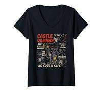 Womens Castle of Damned Movie Poster Vintage Halloween V-Neck T-Shirt