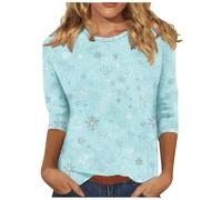 Womens Casual 3/4 Sleeve Blouse UK Summer Fashion Crewneck Tunic Tops Funny Floral Butterfly Polka Dots Print Shirts Dressy Comfy Breathable Outdoor Wear Top Lightweight Tee