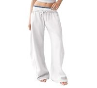 Womens Casual Baggy Sweatpants 2025 Low Rise Interior Drawstring Boyfirend Going Out Streetwear Dancer Jogger Pants Loose Wide Barrel Legs Lounge Athletic Y2k Gym Workout Trousers with Pockets White