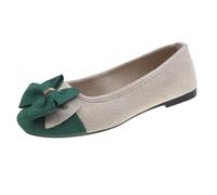 Womens Casual Ballet Flats Elegant Bowknot Slip On Daily Loafers Green